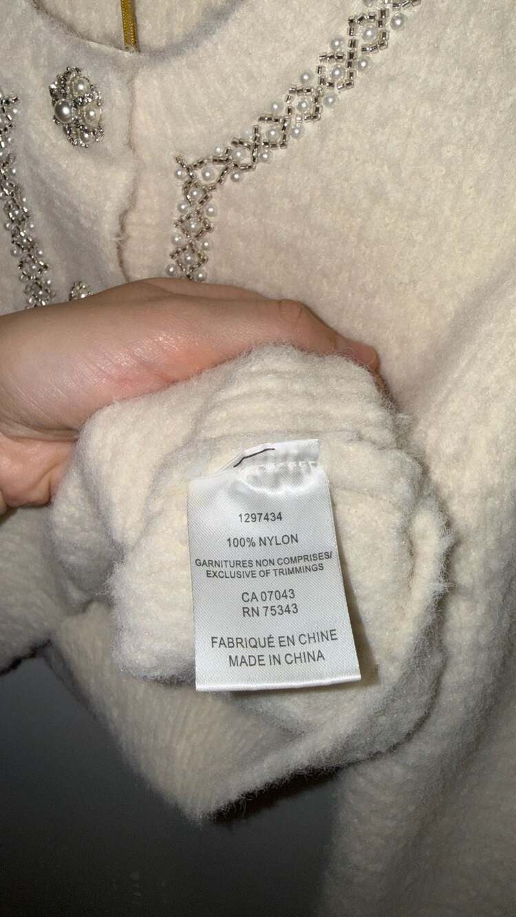 House of Harlow 1960 Embellished Cropped Cardigan Sweater Cream Size XS - Picture 5 of 5